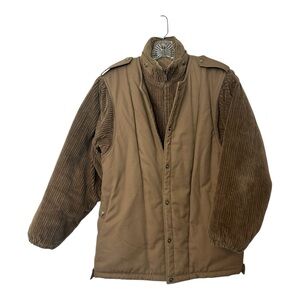 Men's. Vintage London Fog Jacket Brown with Corduroy  Retro 70/80 Coat Size 9